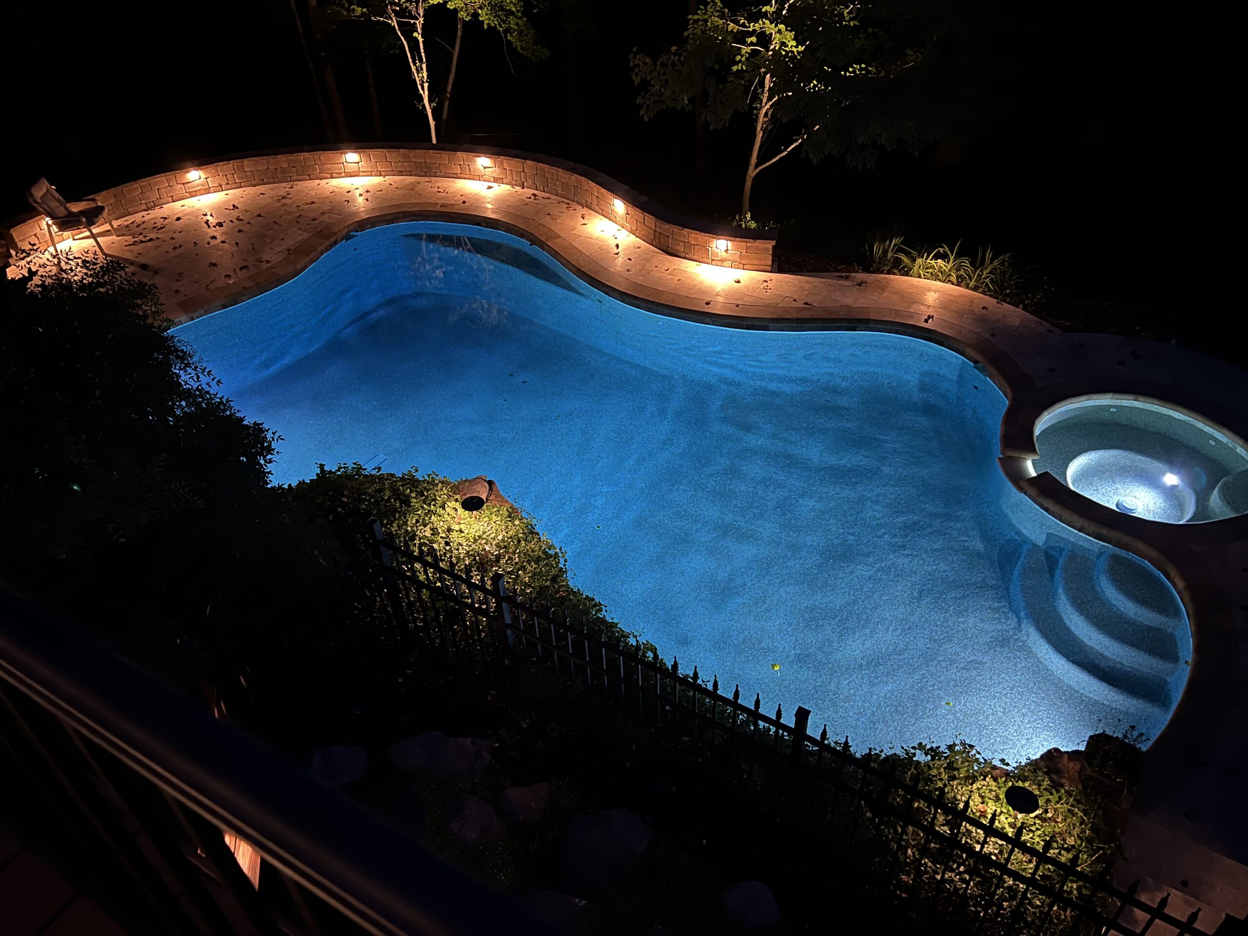 Custom pool at night