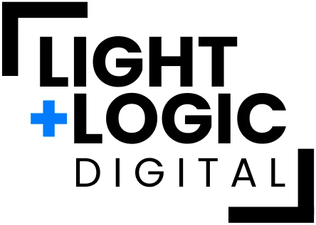 Light + Logic Digital logo for a military-owned Virginia Beach web design and branding studio in Virginia Beach..