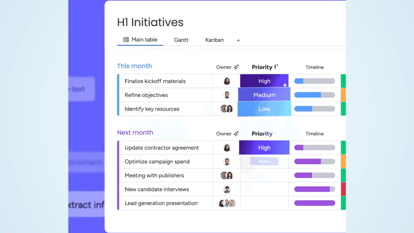 Monday.com spreadsheets