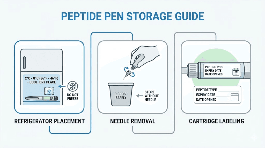 Peptide injection pen storage and maintenance guide for reconstituted peptides