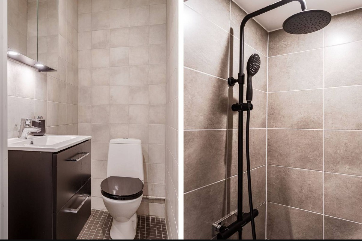 Modernt badrum efter totalrenovering av badrum i Malmö