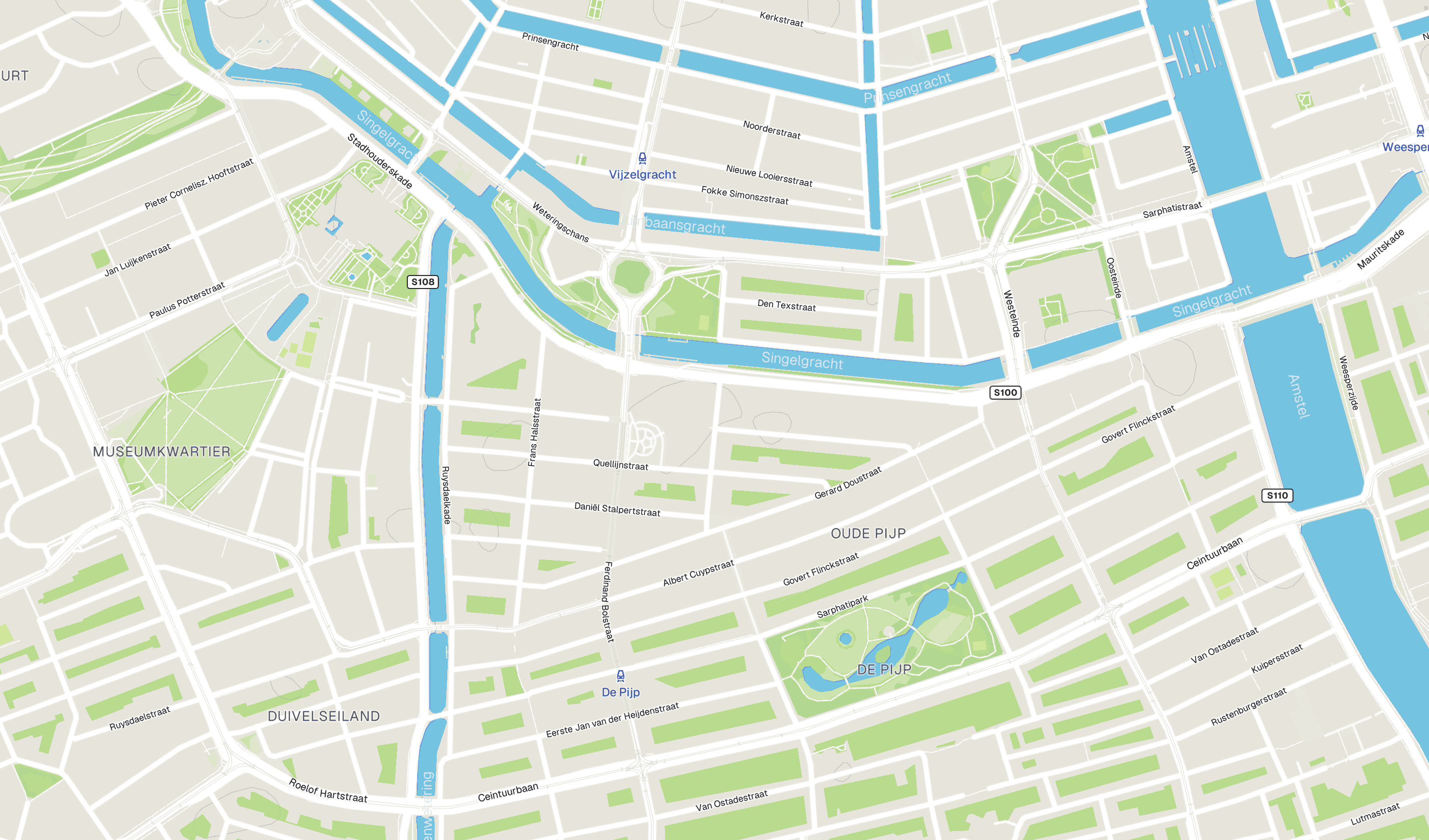 Map view of amsterdam with the Powershelter network locations