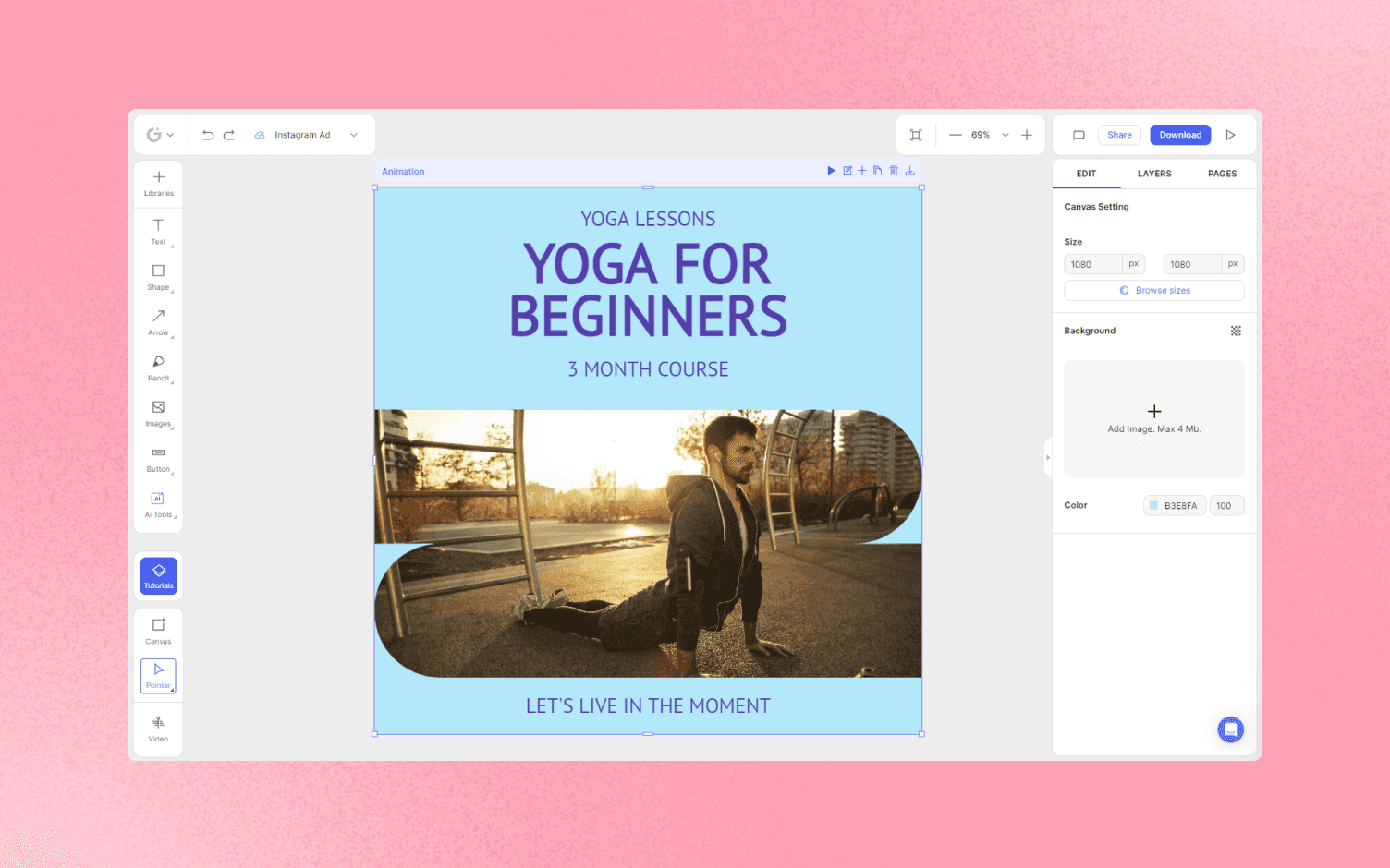 fitness yoga glorify video animation template example
