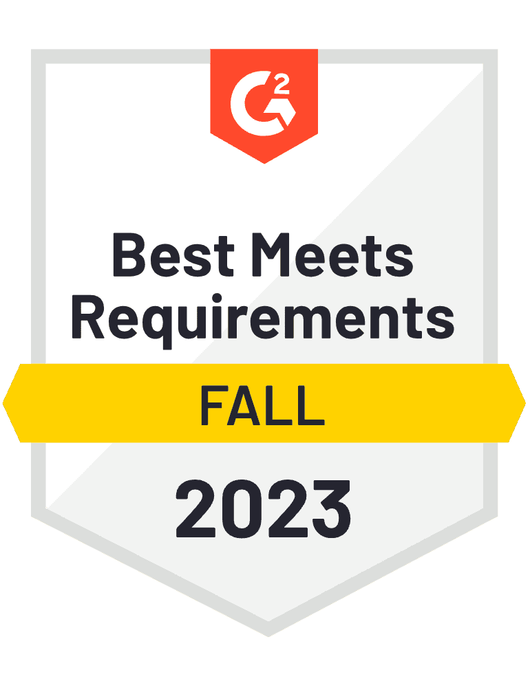 G2 Best Meets Requirements Fall 2023 badge awarded to Xmind for fulfilling customer needs effectively.