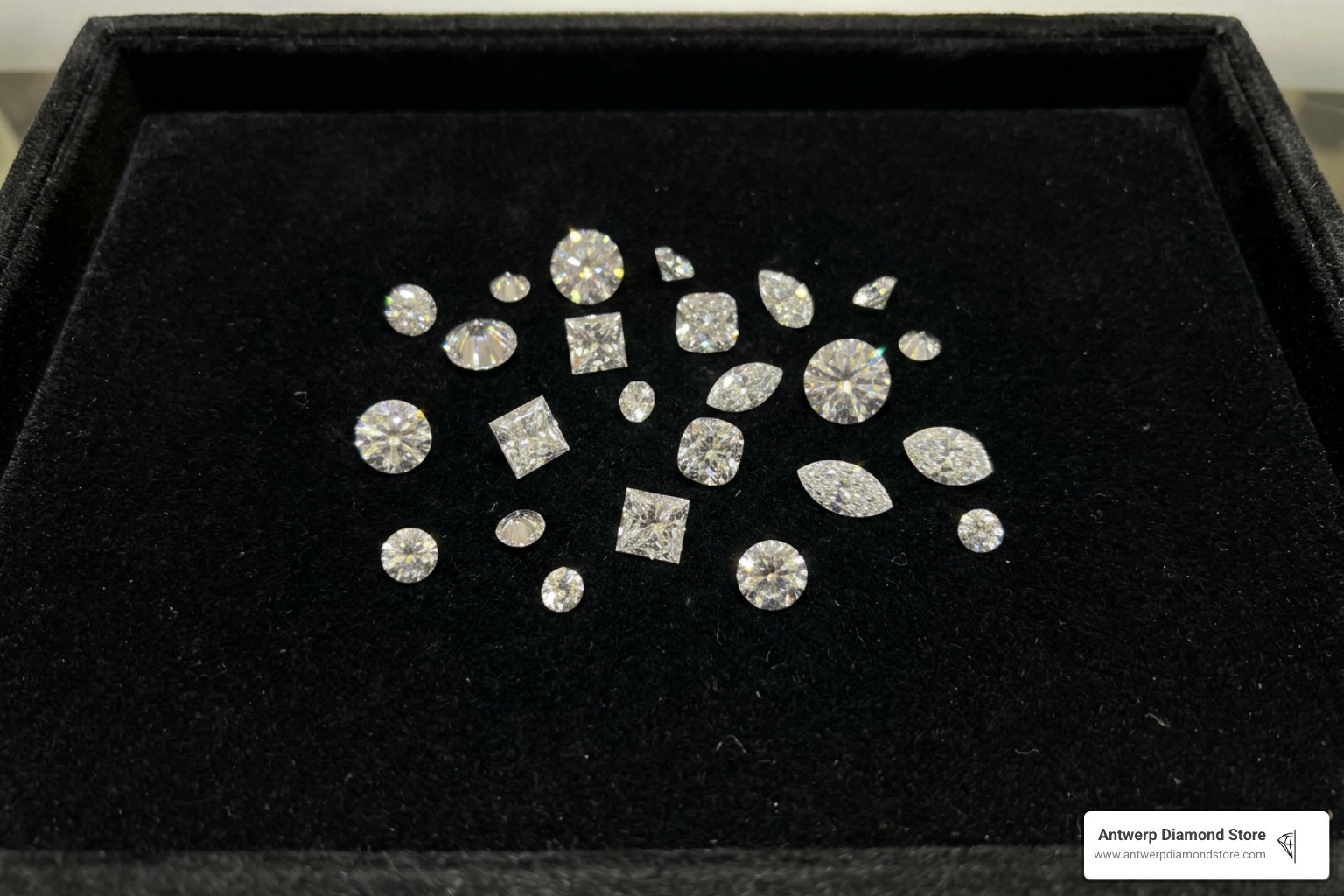 Loose diamonds evaluated on a sorting tray