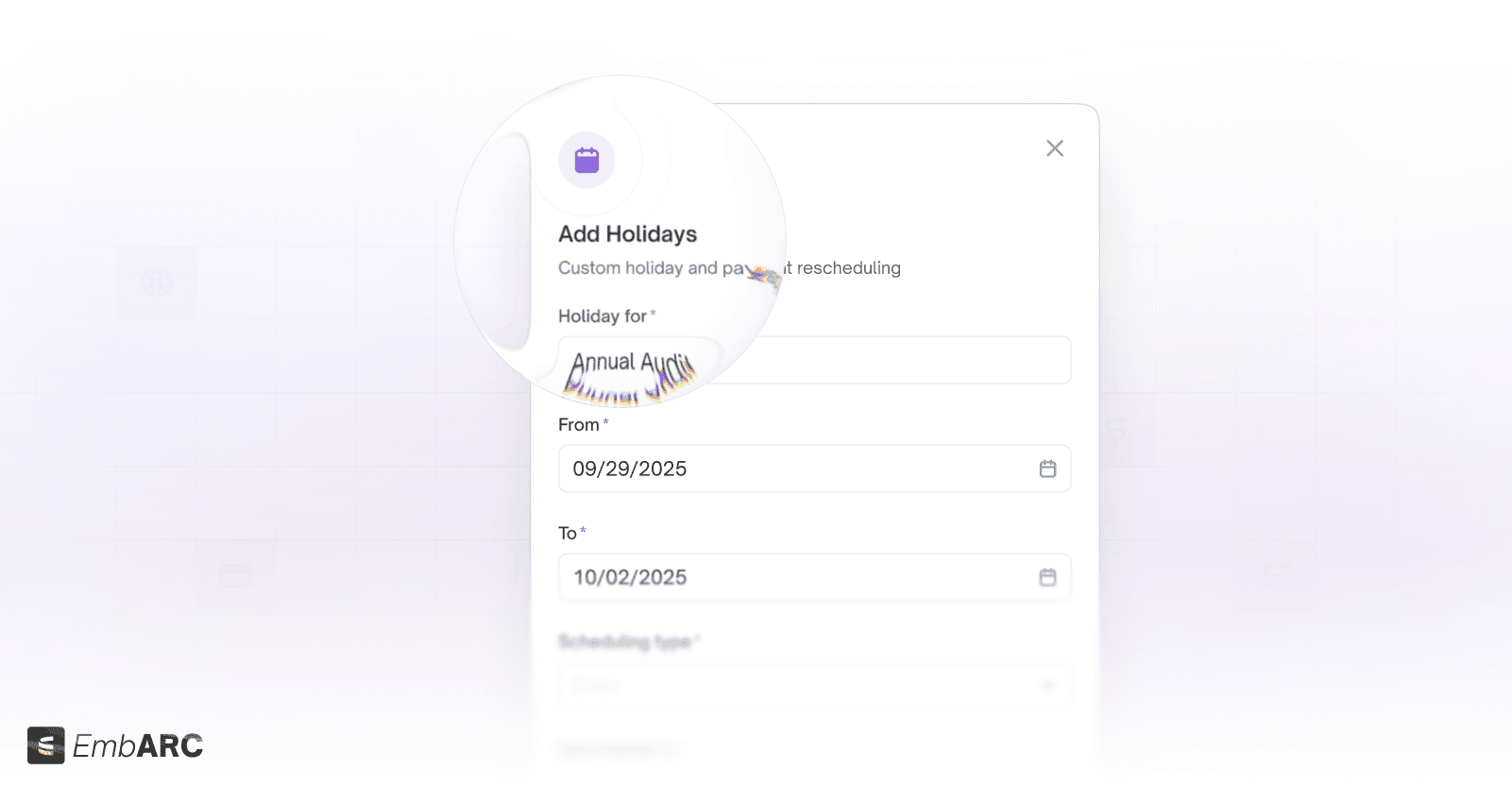 LendAPI EmbARC - Holiday Editor