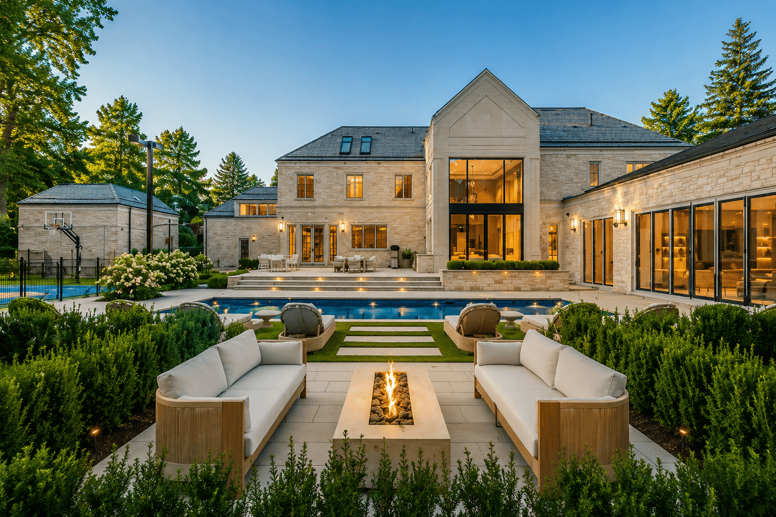 Expansive architectural window systems and structural entrance doors that frame your private ravine views perfectly.