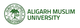 The image features the green circular logo of Aligarh Muslim University showcasing an intricately designed emblem, symbolizing its heritage, with the text "ALIGARH MUSLIM UNIVERSITY" prominently displayed, relevant to EazyGrad and Unbiased Counselling for UG/PG Online Degree Programs.
