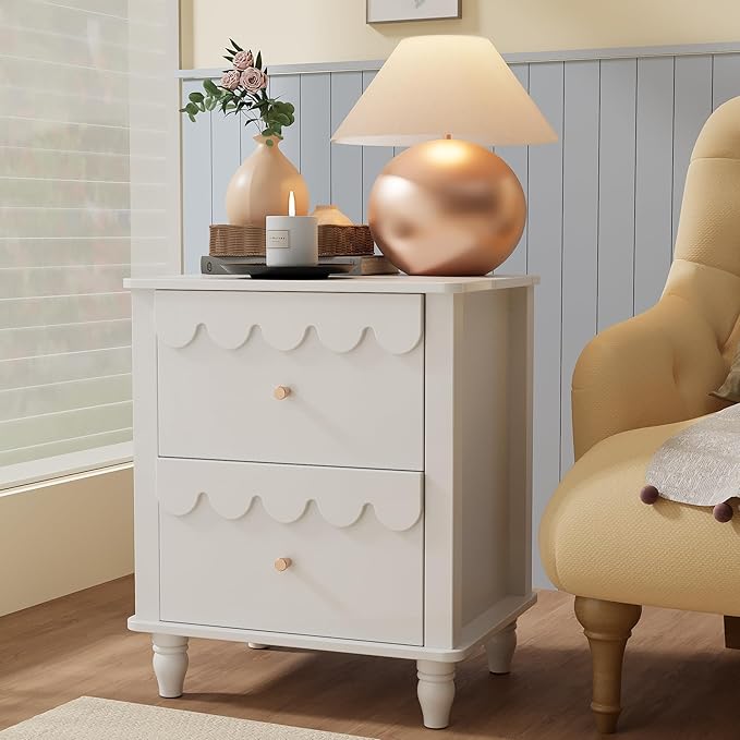 Scalloped nightstand – A stylish and functional furniture piece, perfect for any modern home.