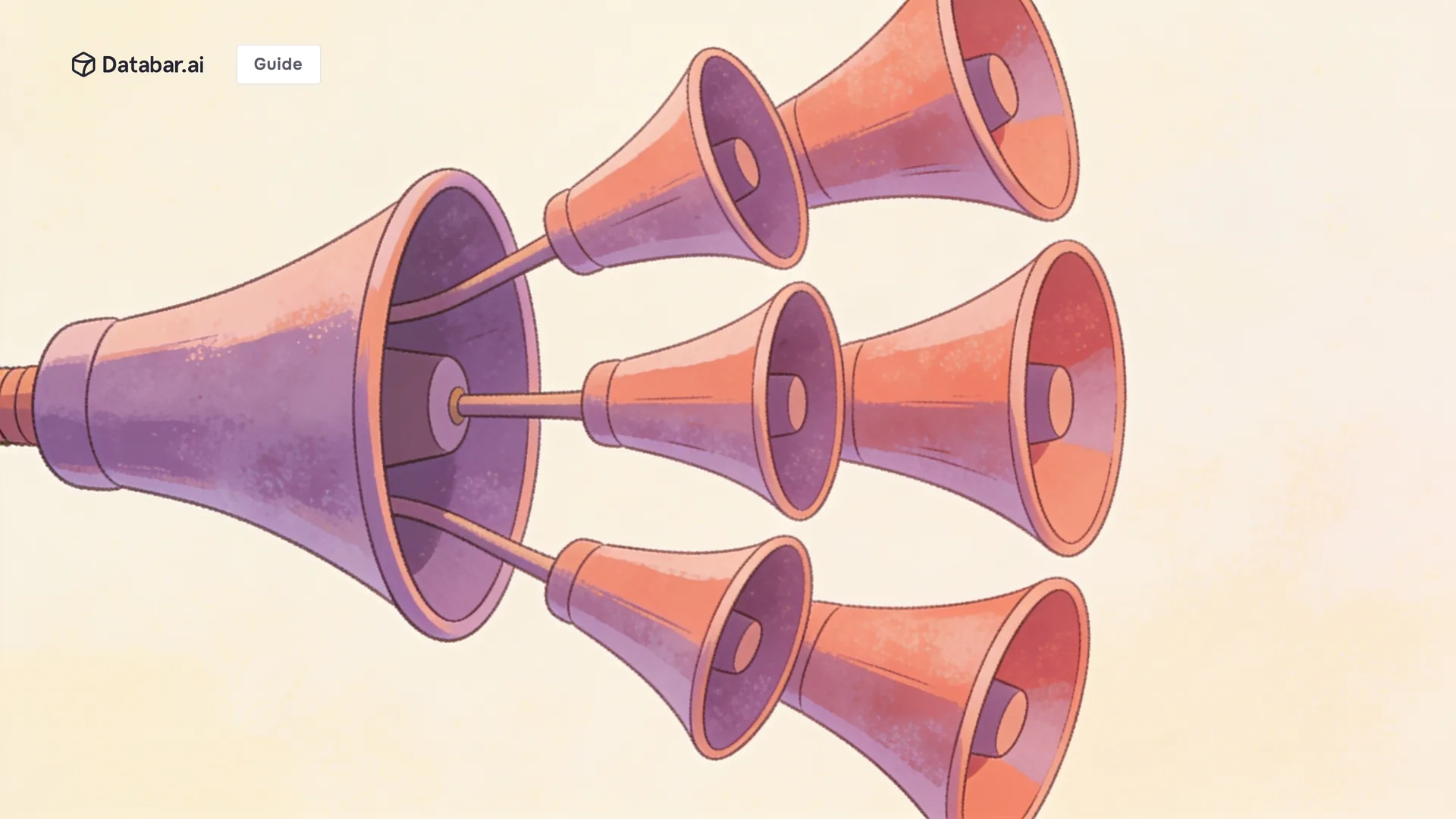Illustration of one mouthpiece branching into a neat row of separate listening horns — Data Enrichment for Cold Calling Agencies: How to Build Better Call Lists