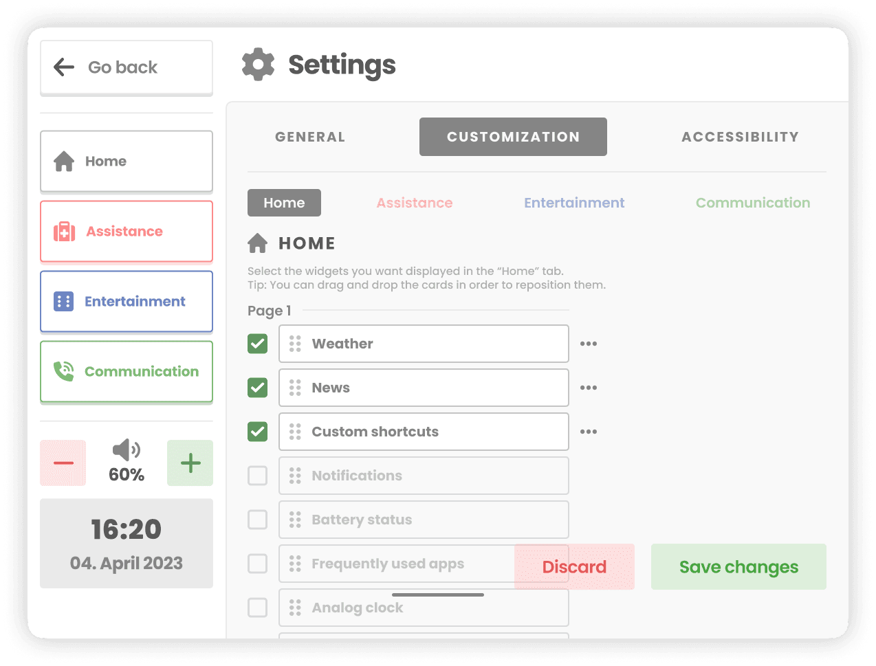 Skilldata settings - customisation
