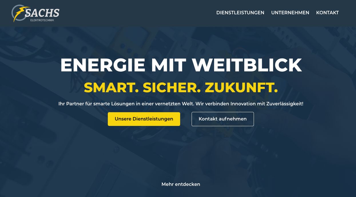 Screenshot der Website von Elektrotechnik Sachs-Struck