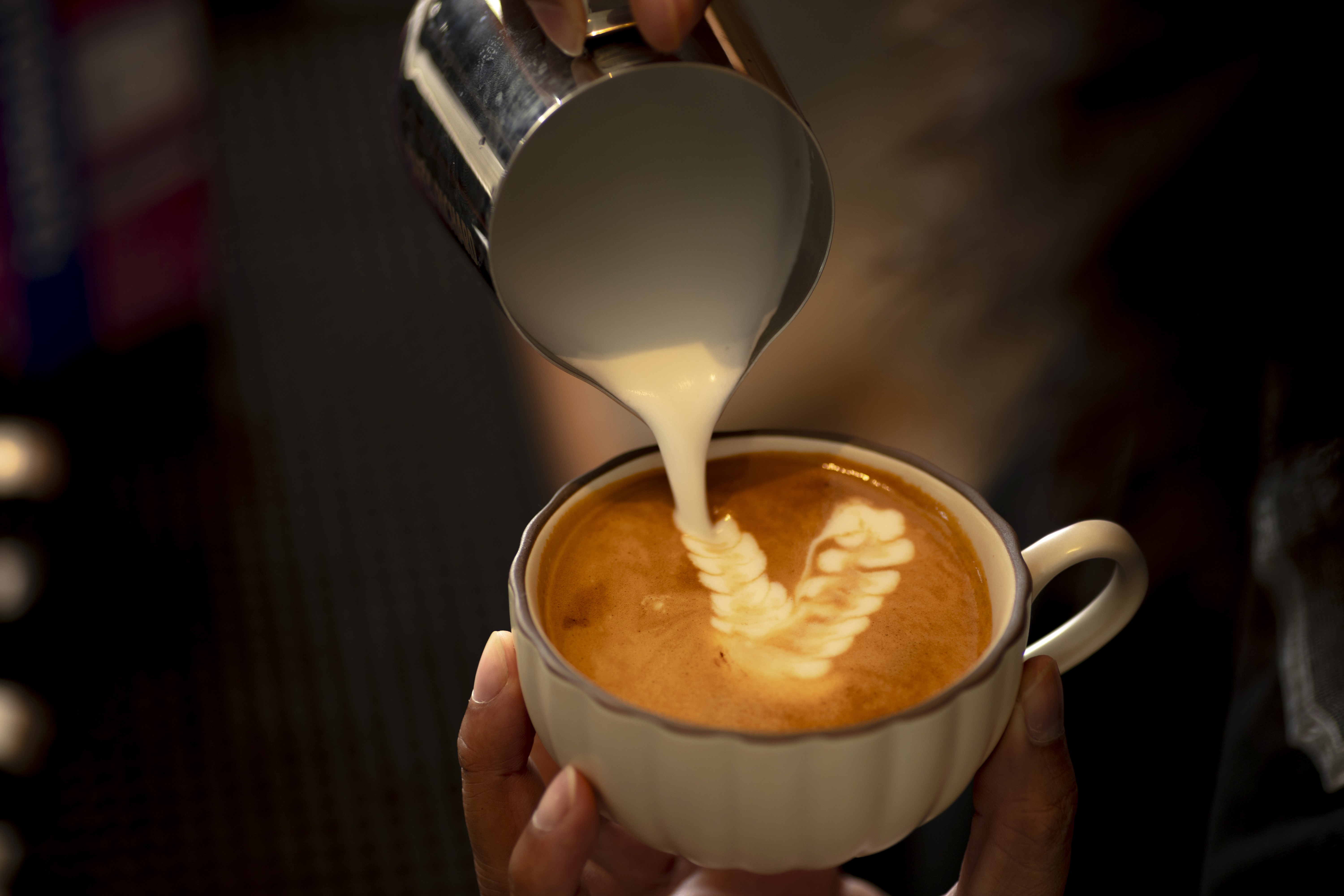 Cappuccino on a wooden table
