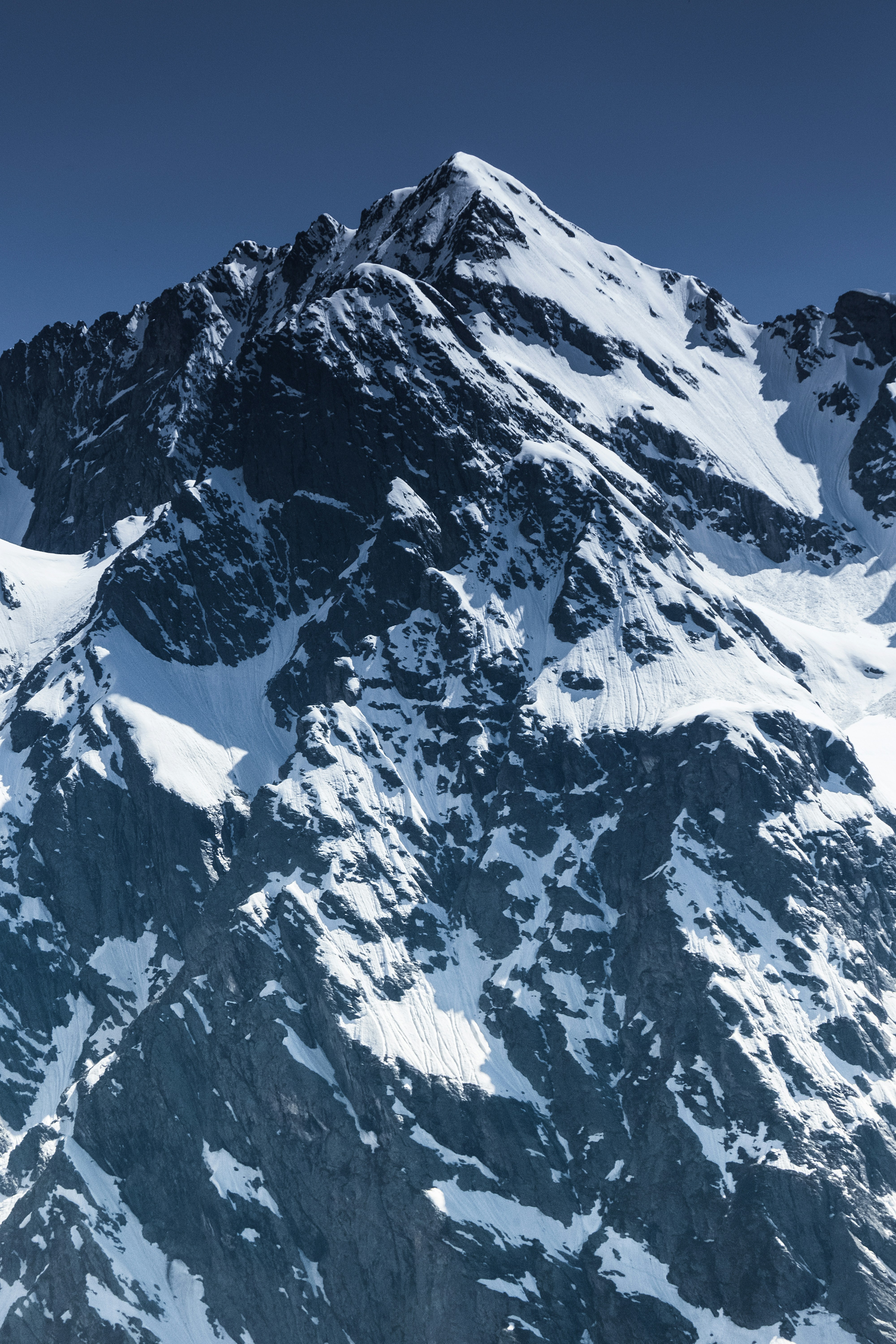 Snowy mountain blue sky
