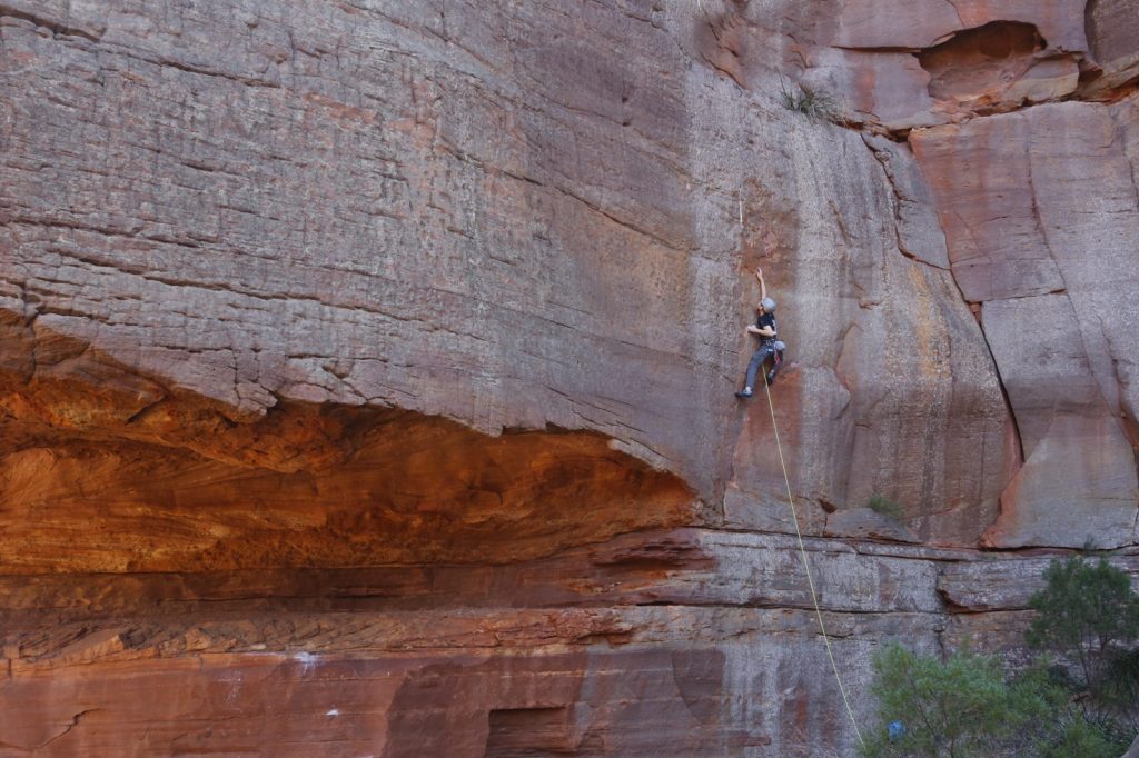 Rock climbing in Kalbarri National Park at Z Bend