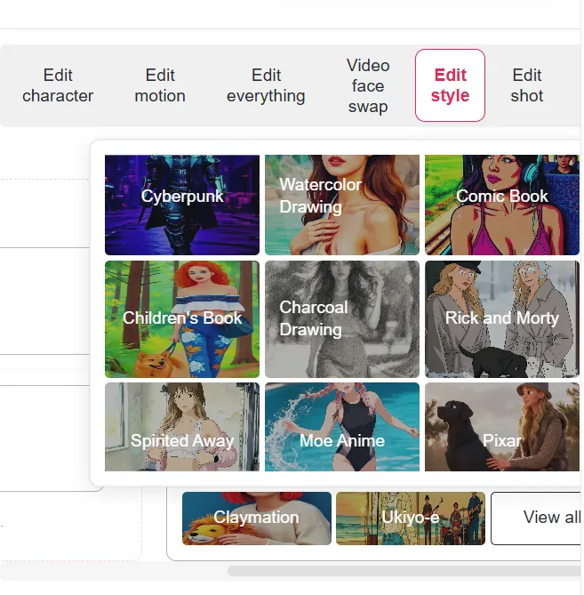 Step 3: Open Edit Video and choose Edit Style- video filter
