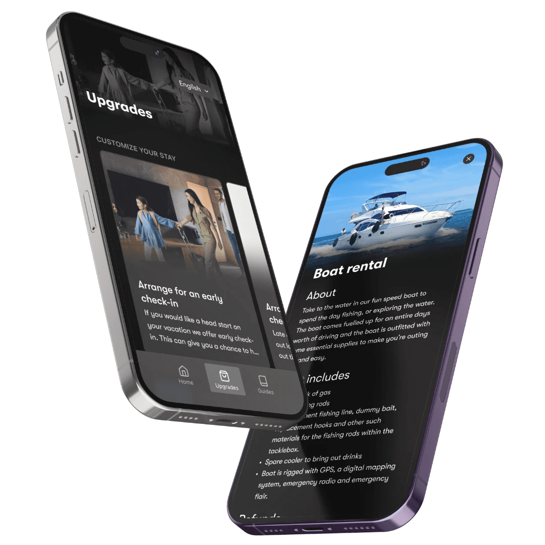 Upgrades section and Boat Rental Upsell