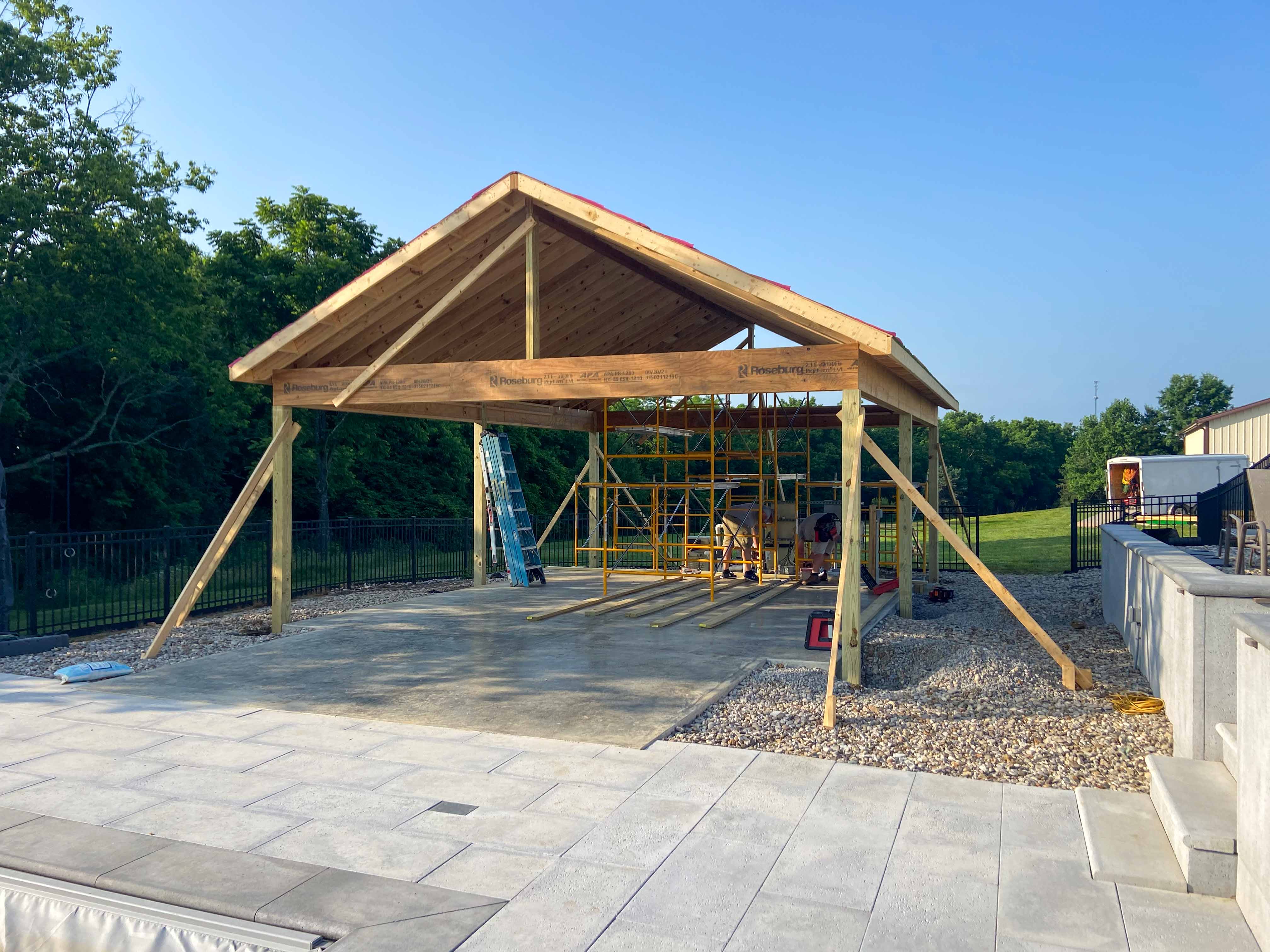 Outdoor covered patio construction by Kentucky Outdoor Living
