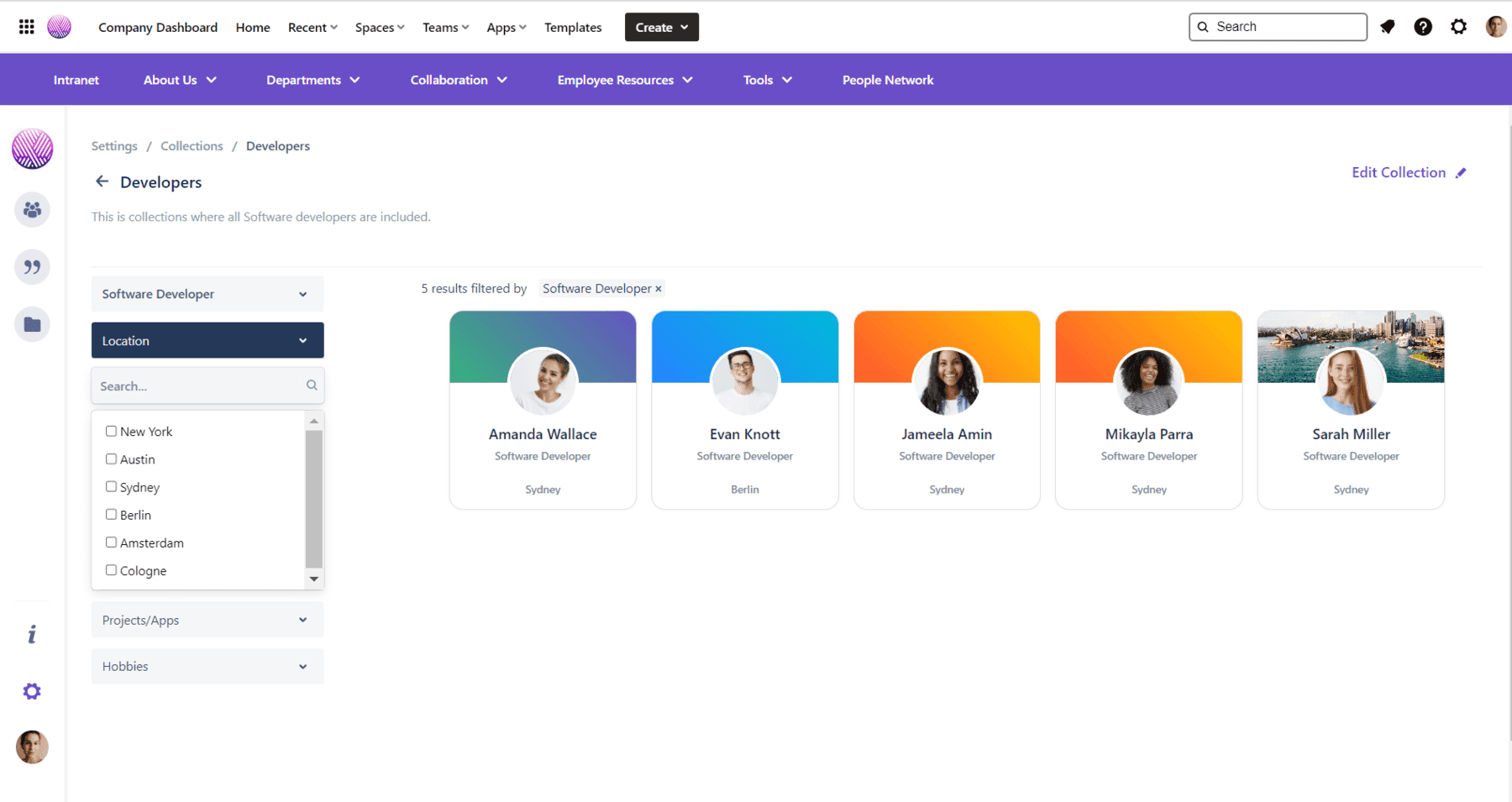 Developers list
