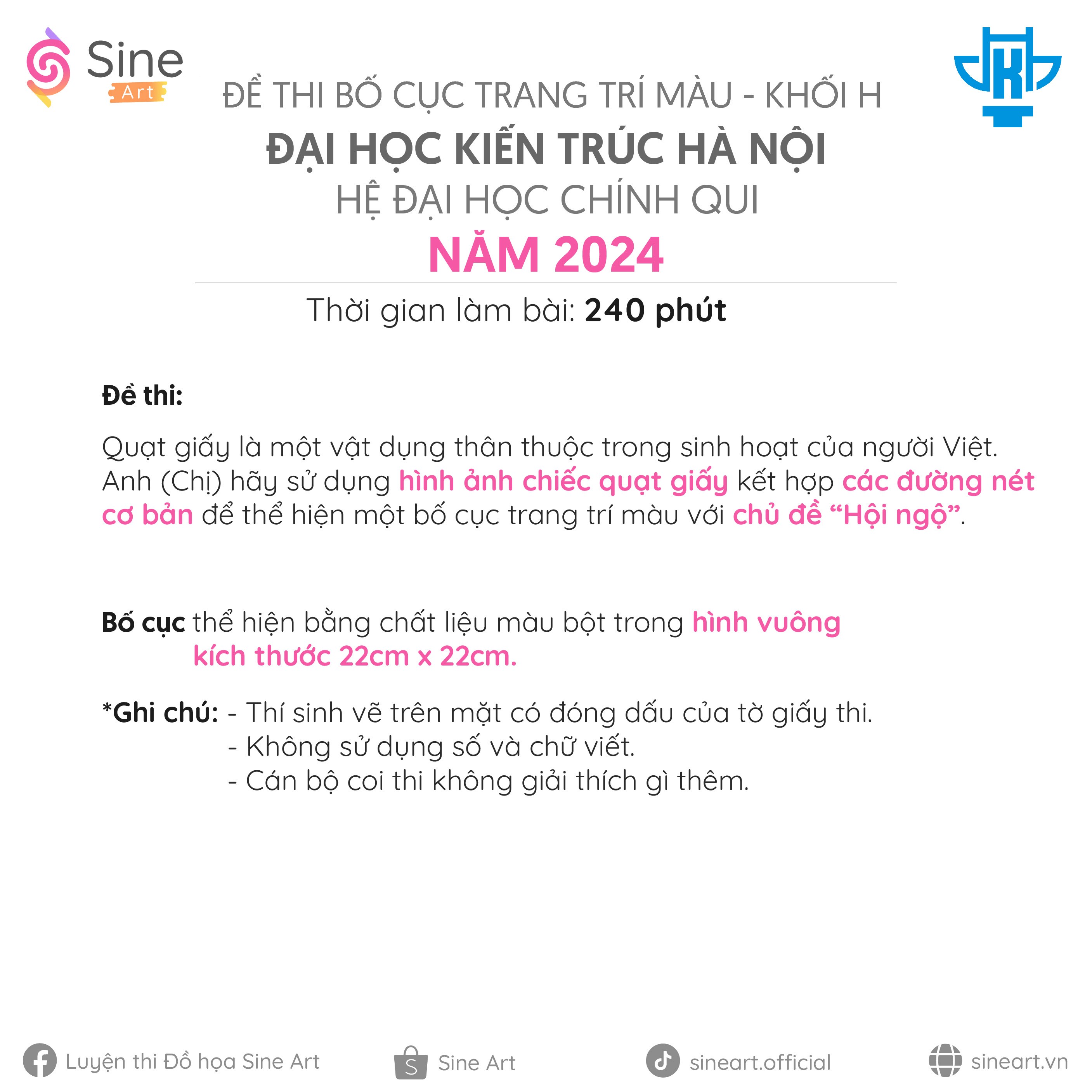 Đề thi bố cục trang trí màu Đại học Kiến trúc Hà Nội 2024