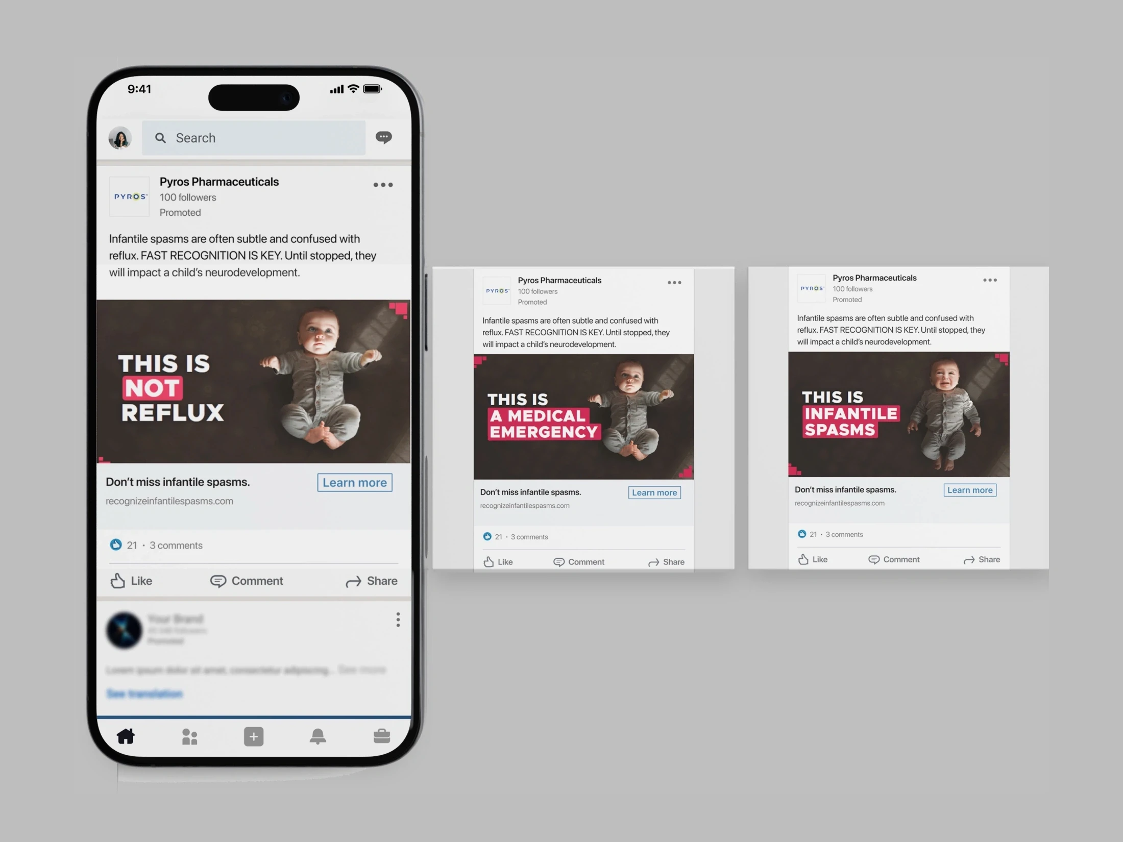 Social media campaign creative for Pyros Pharmaceuticals