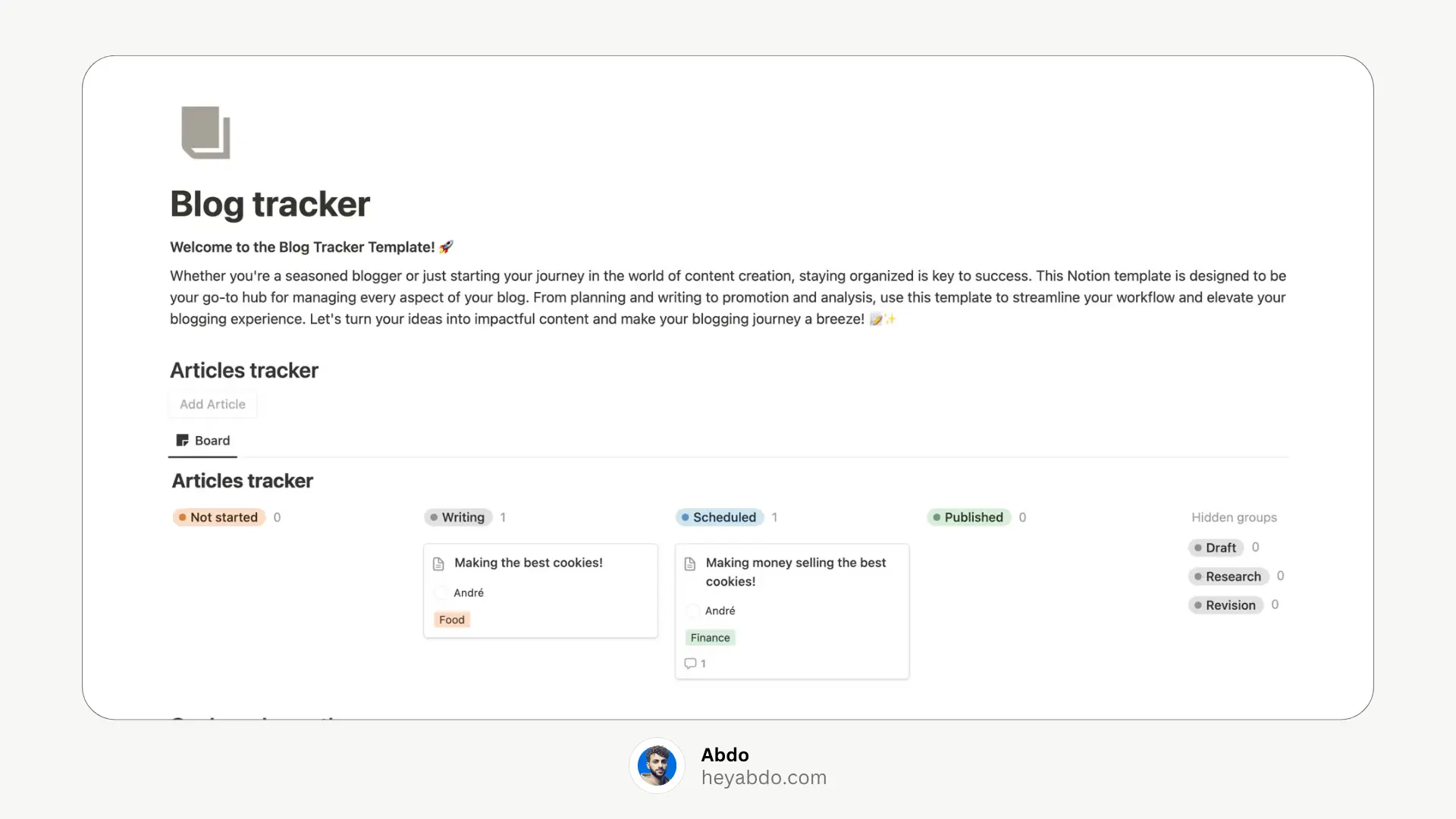 notion blog tracker
