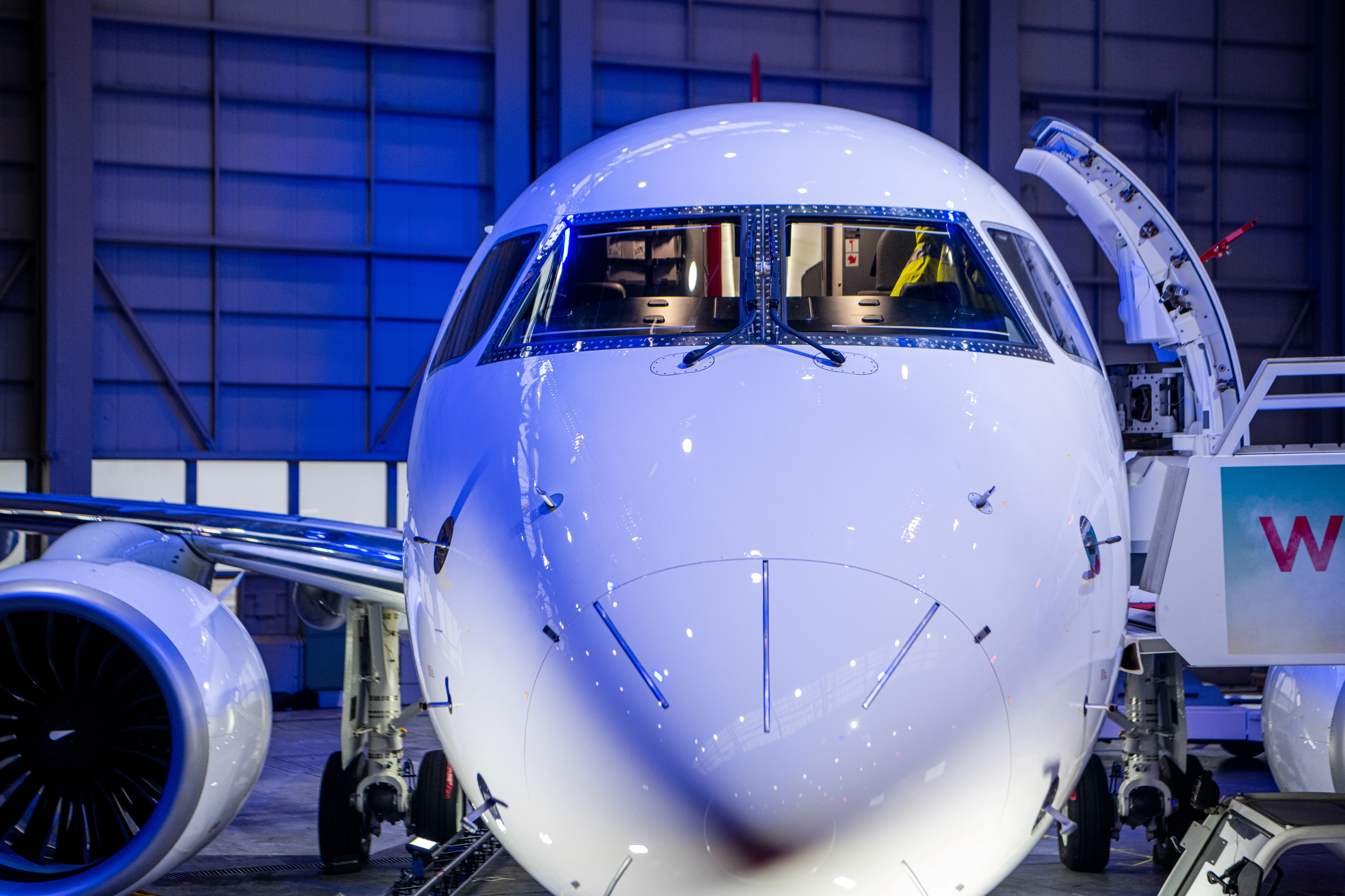 Embraer E190-E2 aircraft presented during the launch event