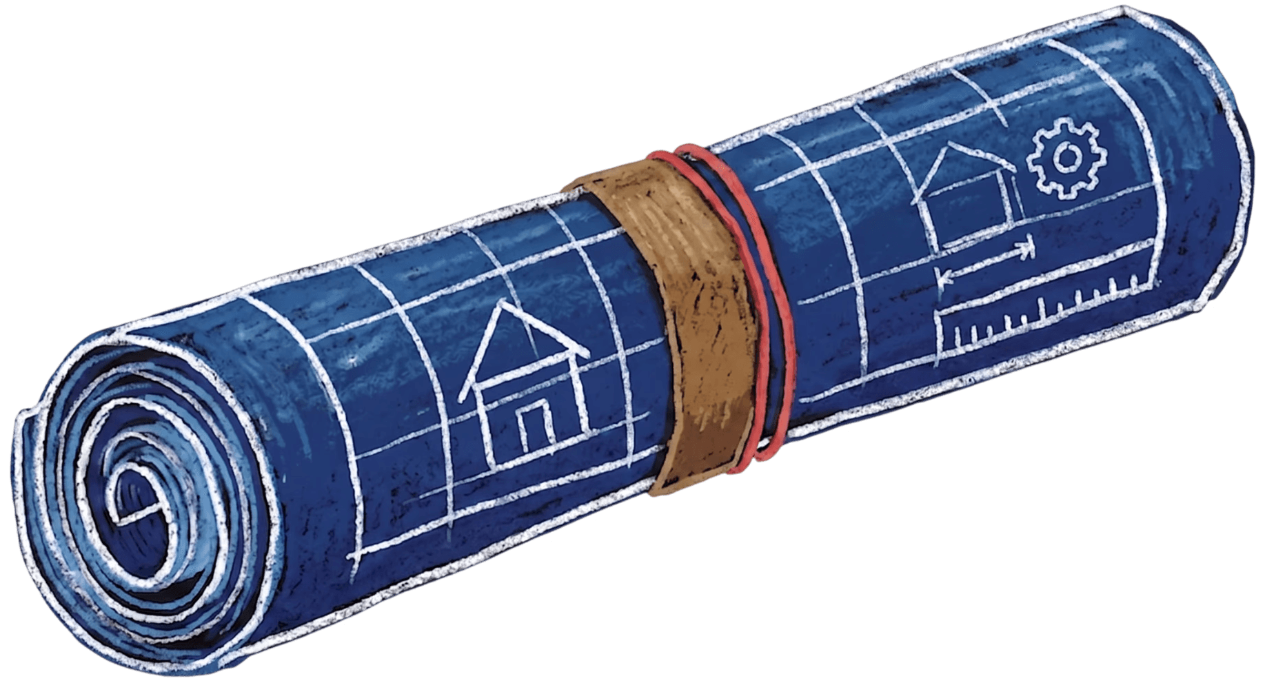 A blueprint in crayon art style