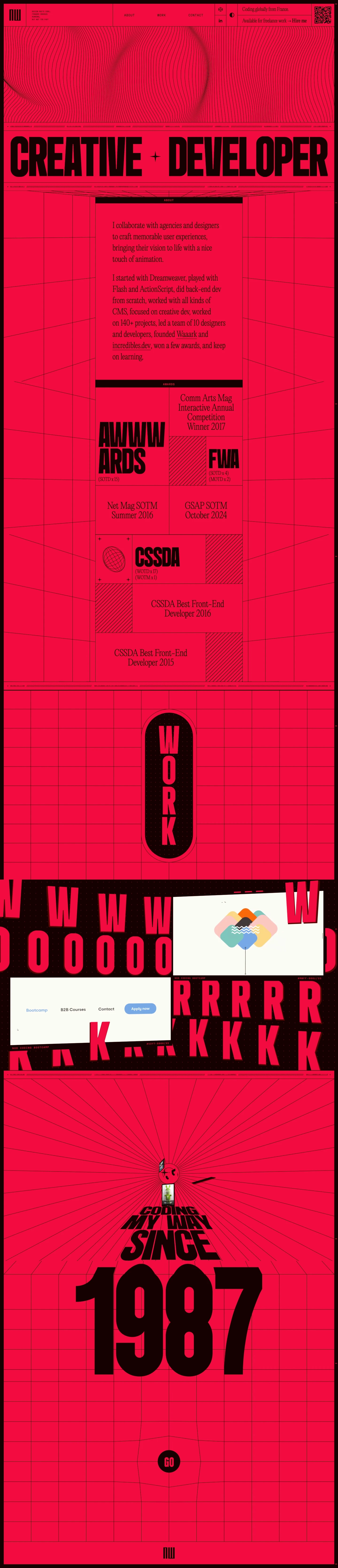 AW - Creative Developer Freelance - Fran portfolio page screenshot showcasing Design and Development design