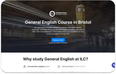 Casa Verde Framer template for English courses in Bristol with Big Ben background.