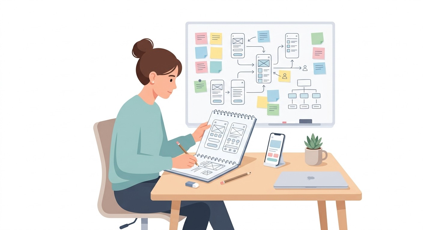 Hand holding a smartphone showing a social media app with a photo feed and profile avatars