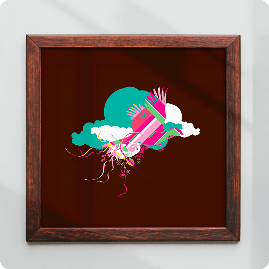 Neiman Marcus fashion editorial featuring model in bright yellow top and hot pink pants with colorful striped background