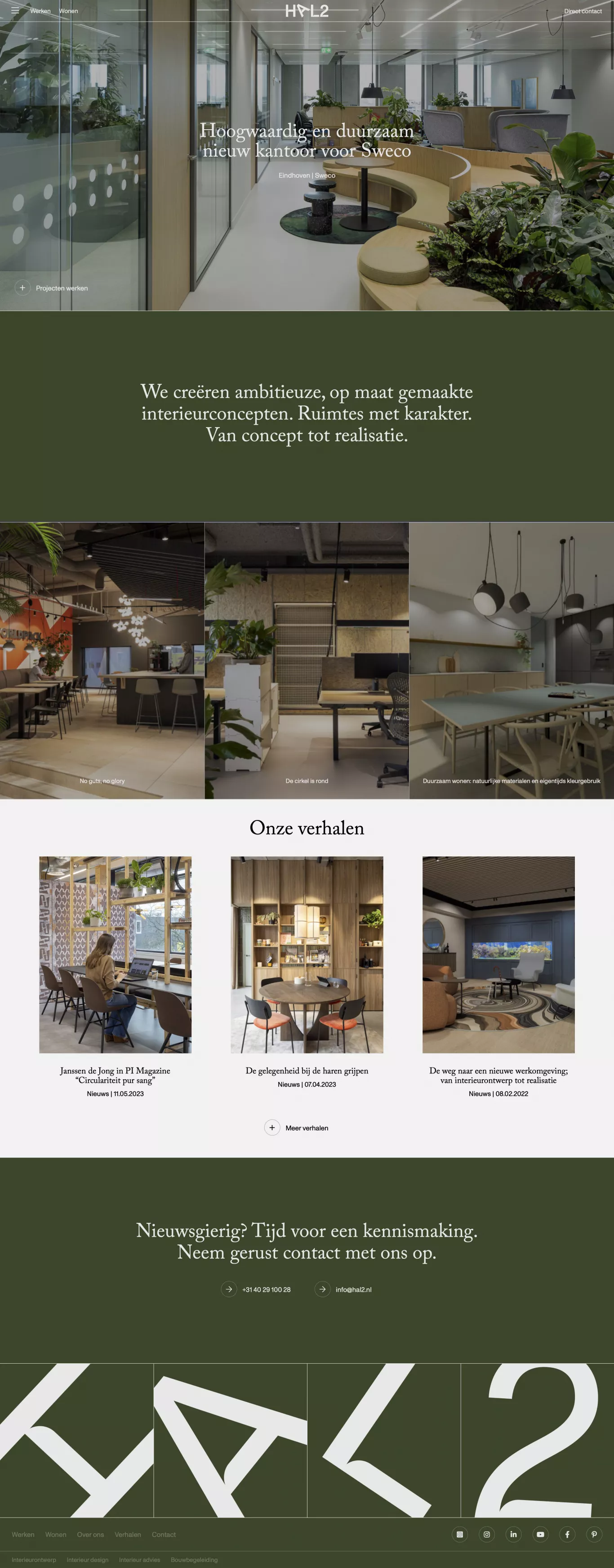 Hal2 ruimtevormgevers - van concept tot portfolio page screenshot showcasing Design and Furniture & Interiors design