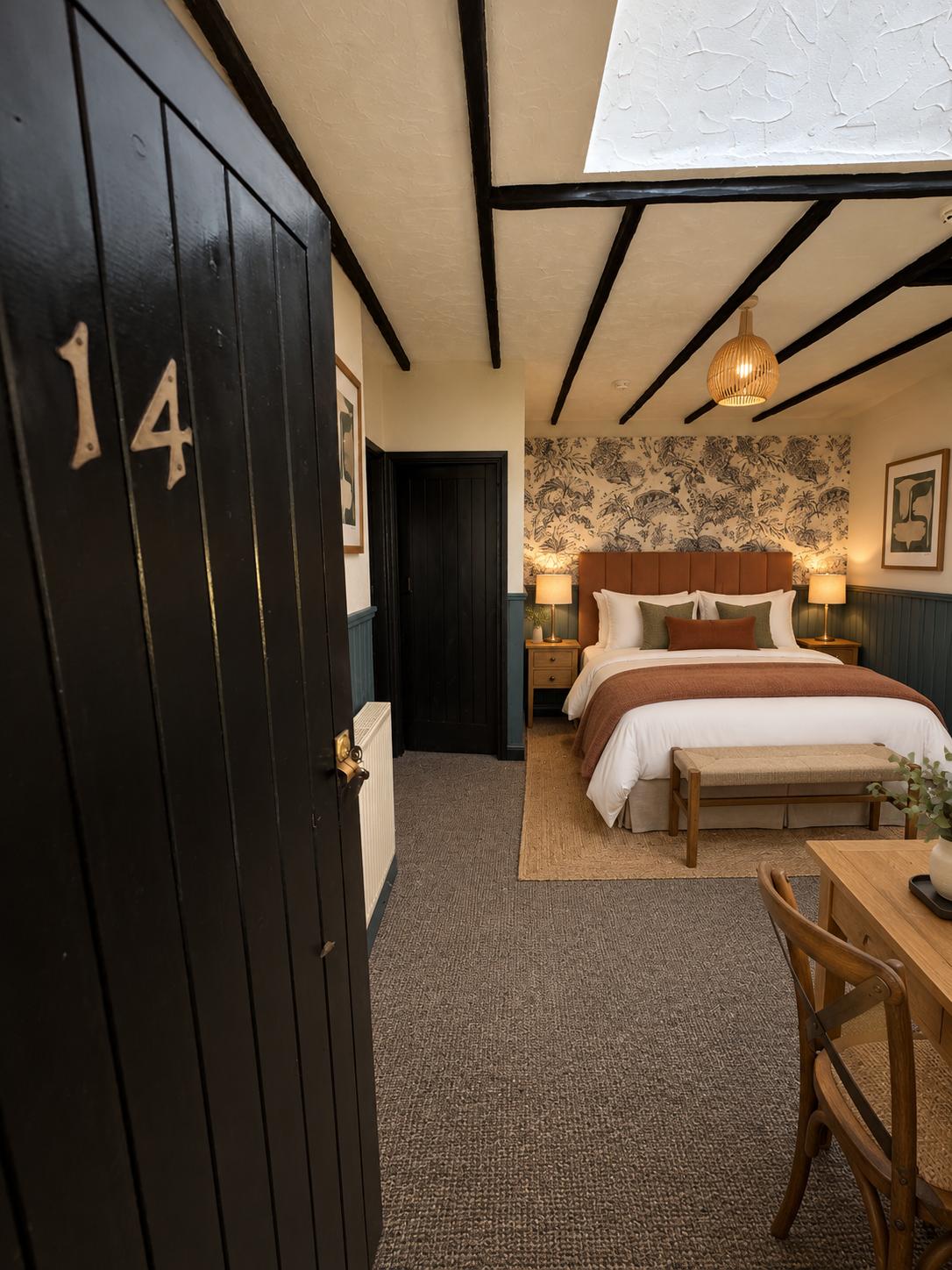 Warm bedroom at The Trevor Arms