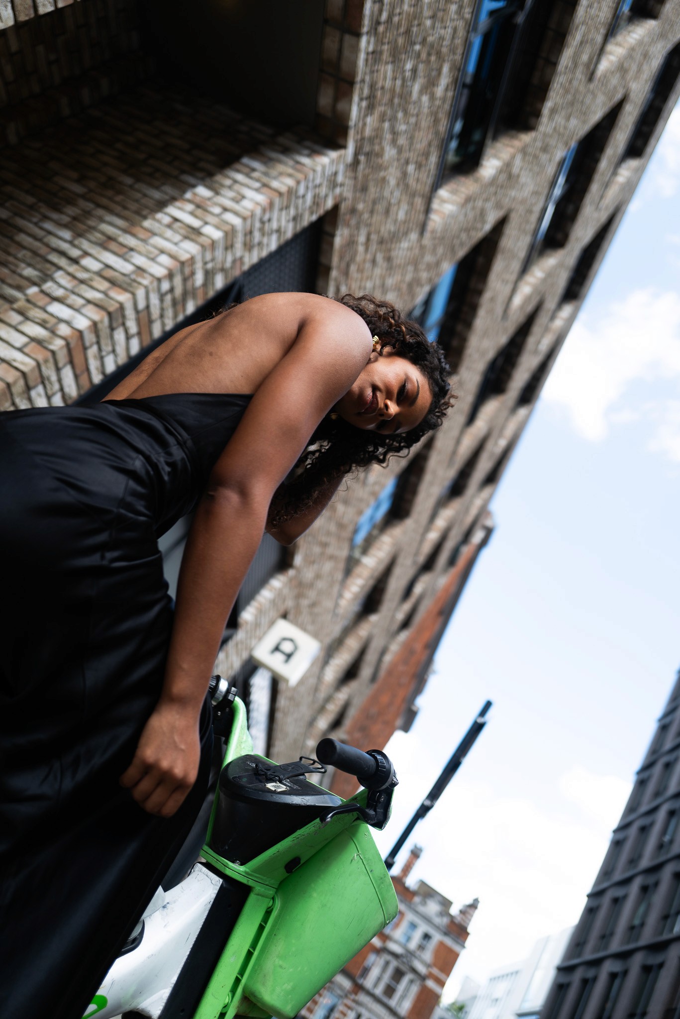 Close-up of bride and groom's torsos, bride in white dress