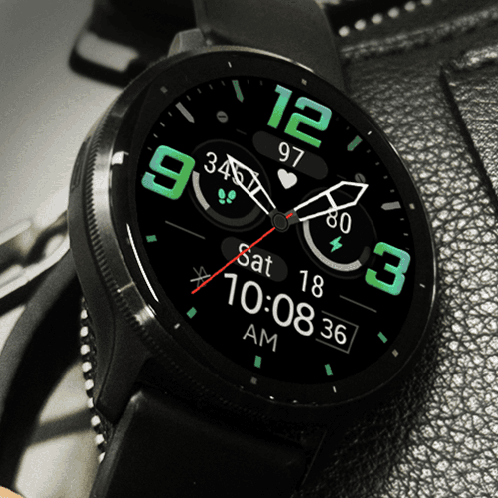 Garmin venu watch displaying a modern watch face
