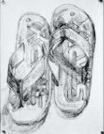 herd of sheep on road painting