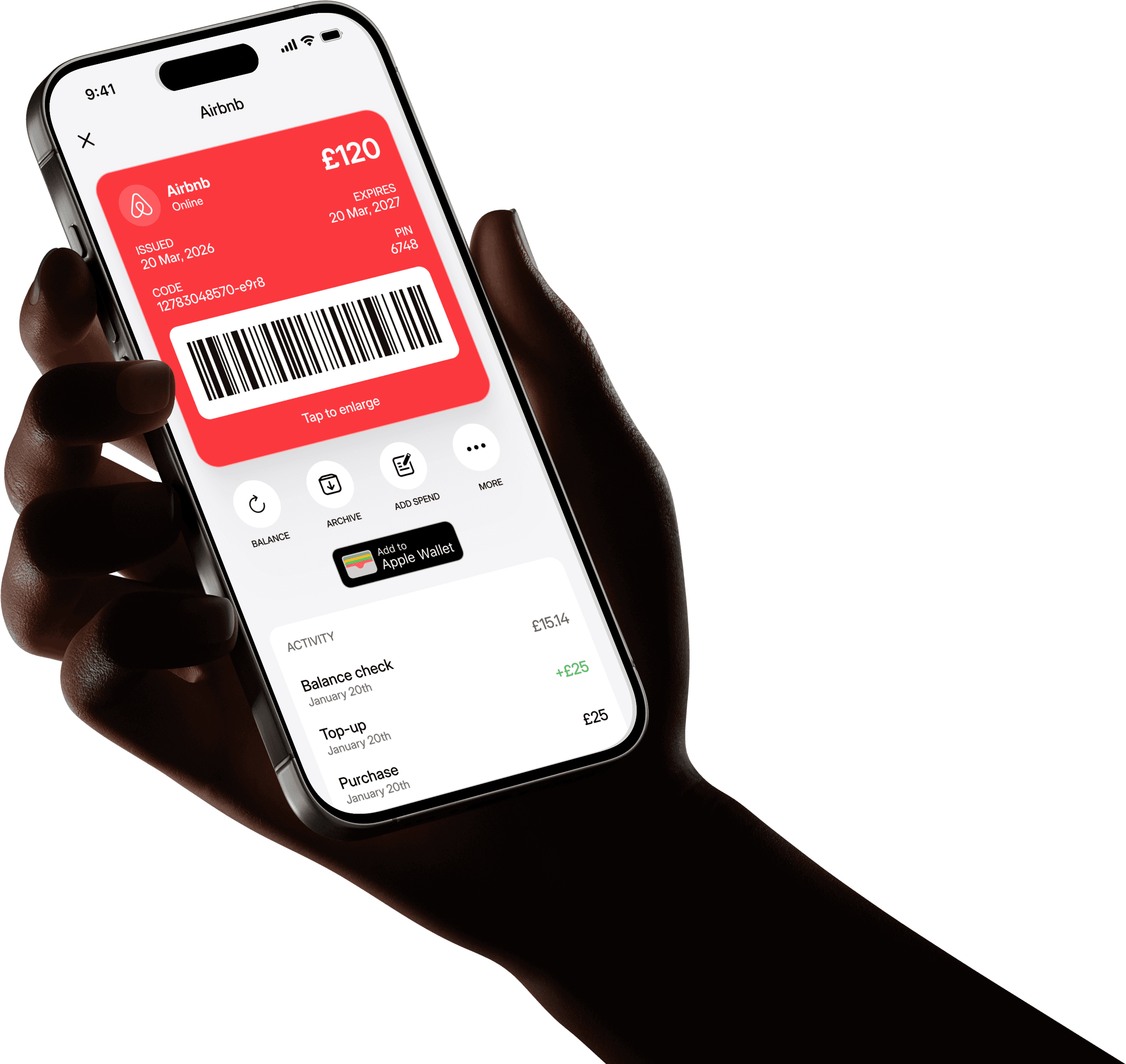 Tesco giftcard in the Cheddar app