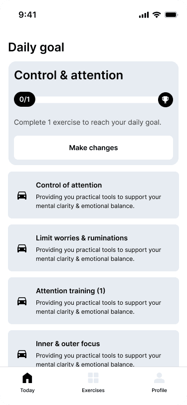 Daily goals setup