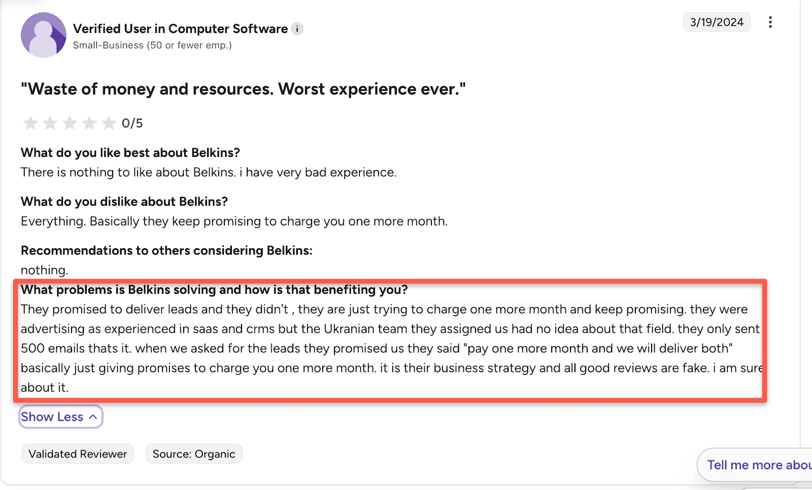 Belkins lead generation efforts review