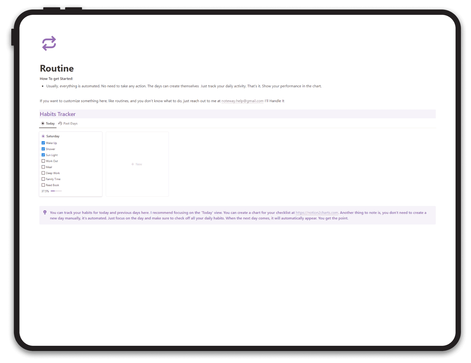 Screenshot of Notion template recipe