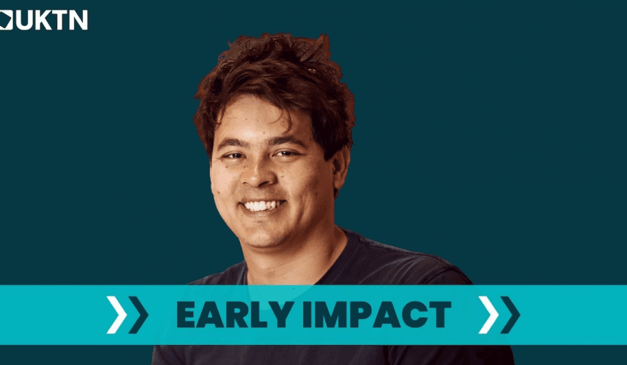 Matt Pierri smiling on a dark blue green background with the UKTN logo and a headline reading "Early Impact"