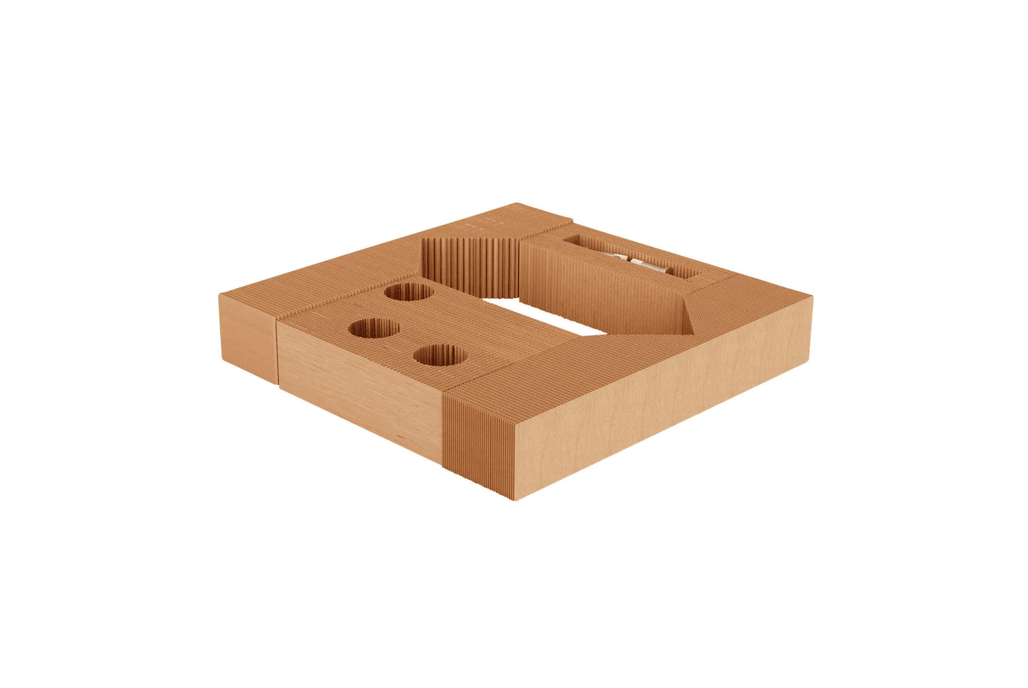Corrugated cardboard insert for protective packaging, securing products and preventing movement during transport