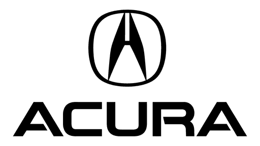 The image features a black Acura logo with a stylized "A" emblem above the brand name in bold, uppercase letters, against a transparent background.