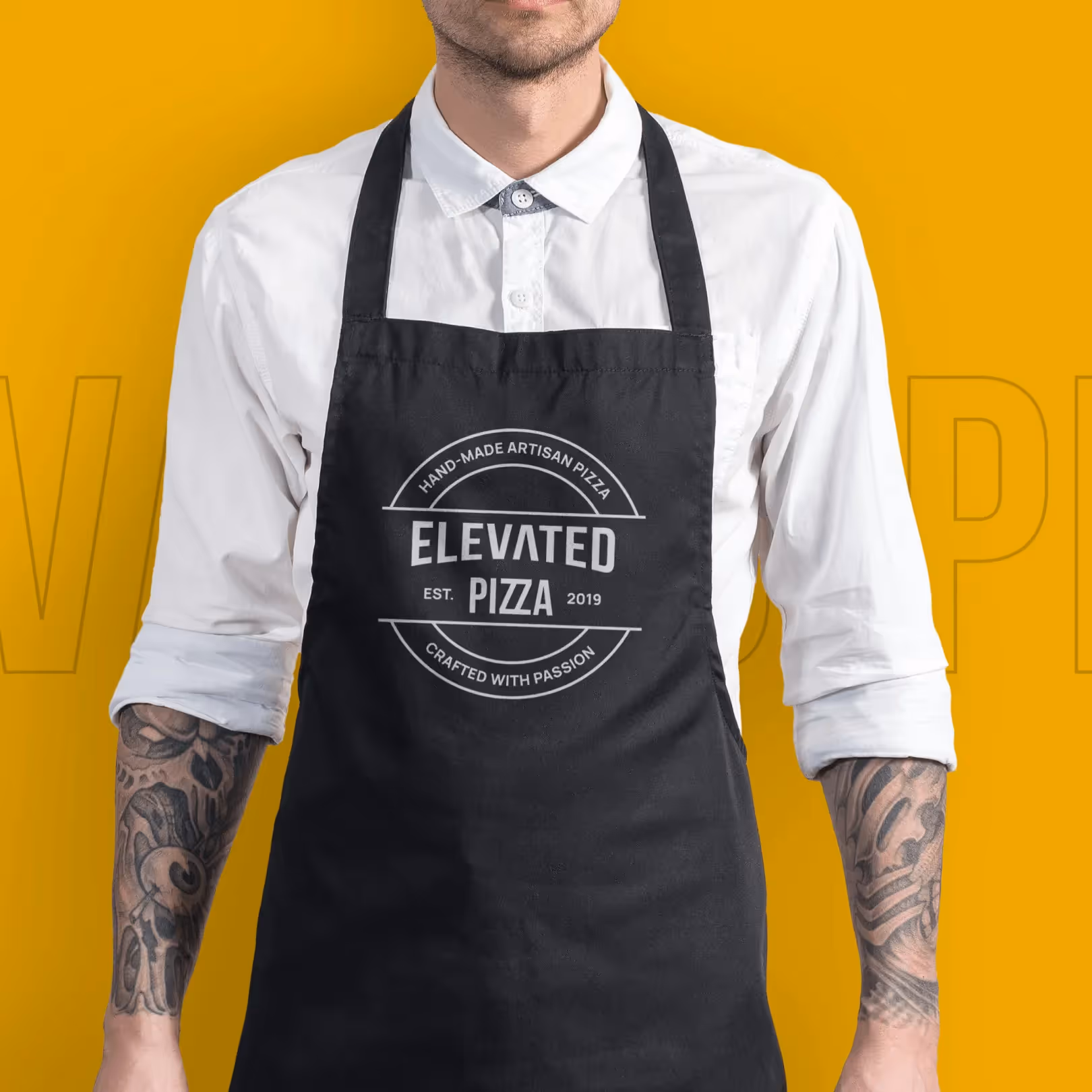 Elevated Pizza brand photography featuring people in a professional setting