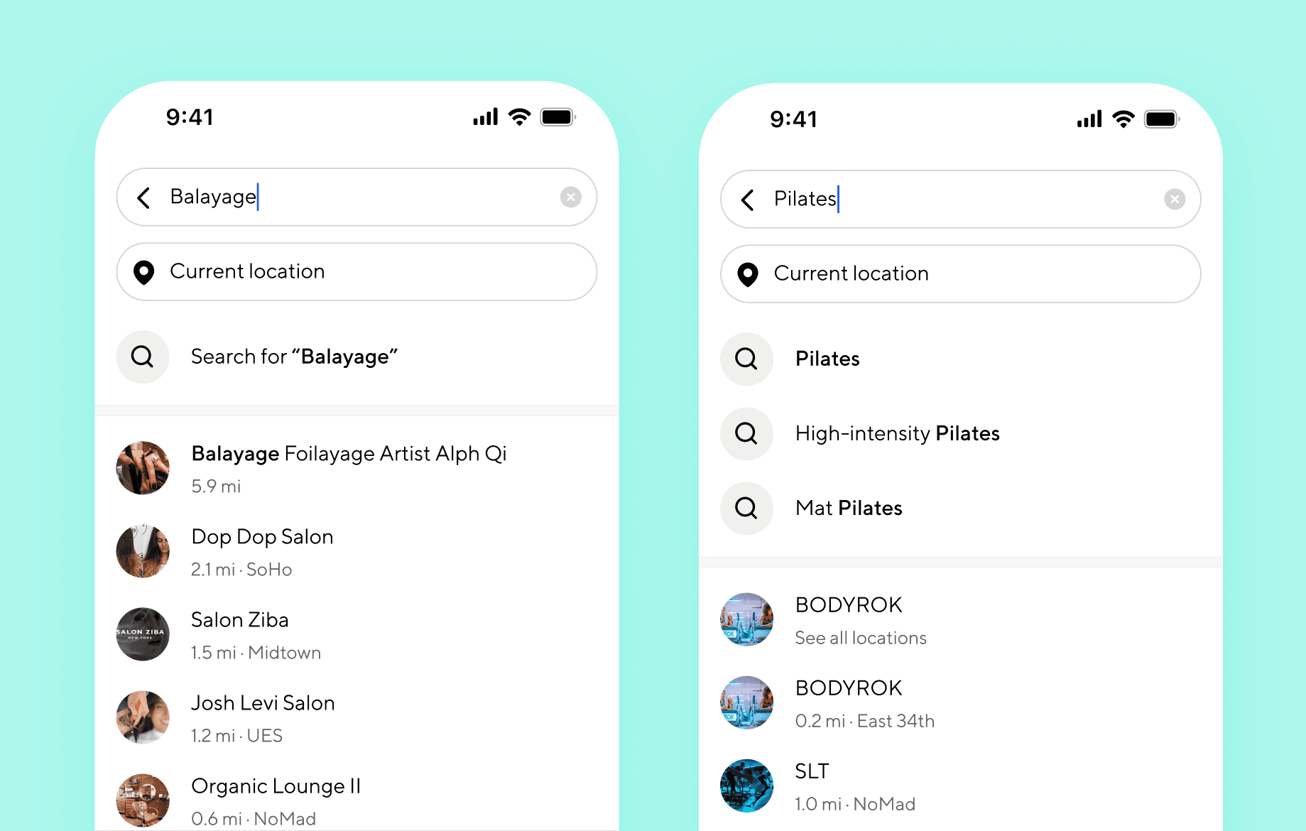 Search input screen