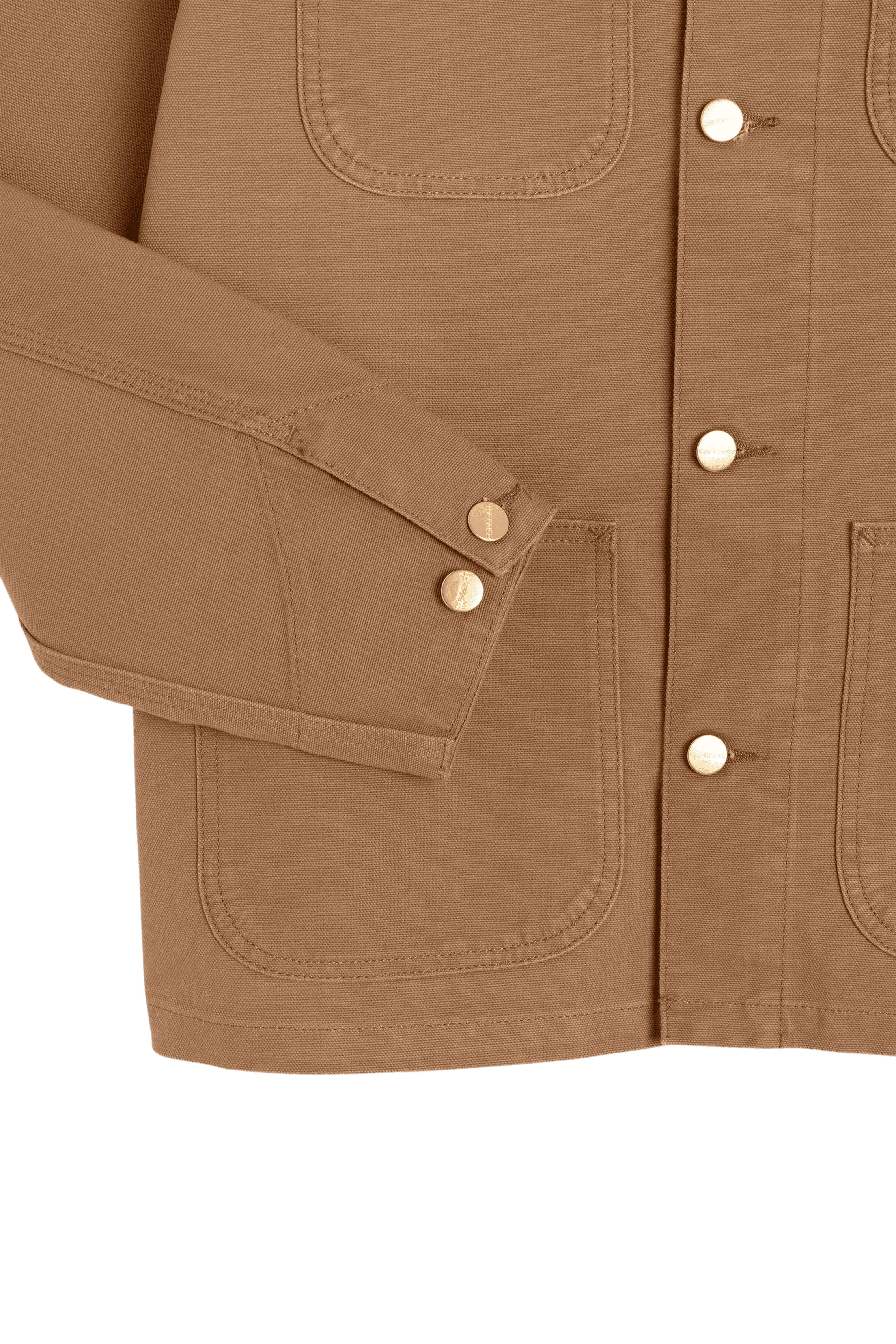 close up left image of a brown jacket