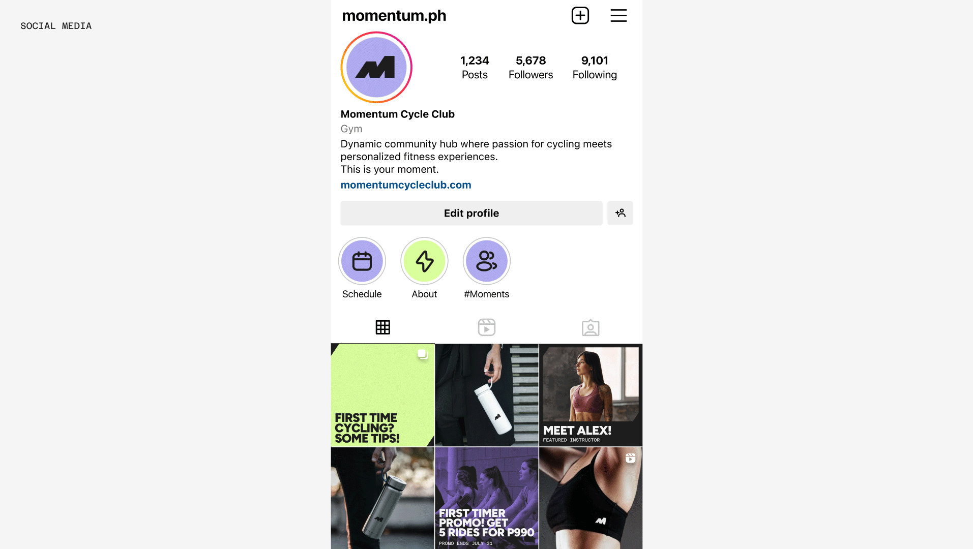 A series of screens displaying social media posts and stories for Instagram.