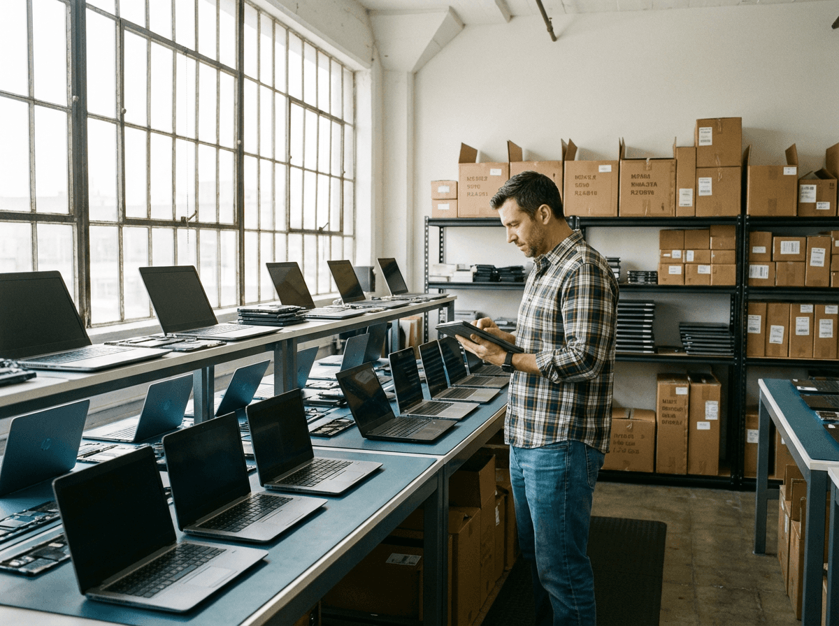 Realistische datacenterruimte met schaalbare IT-racks, energiebesparende elementen en een duurzaam ontwerp zonder overdreven visualisatie.