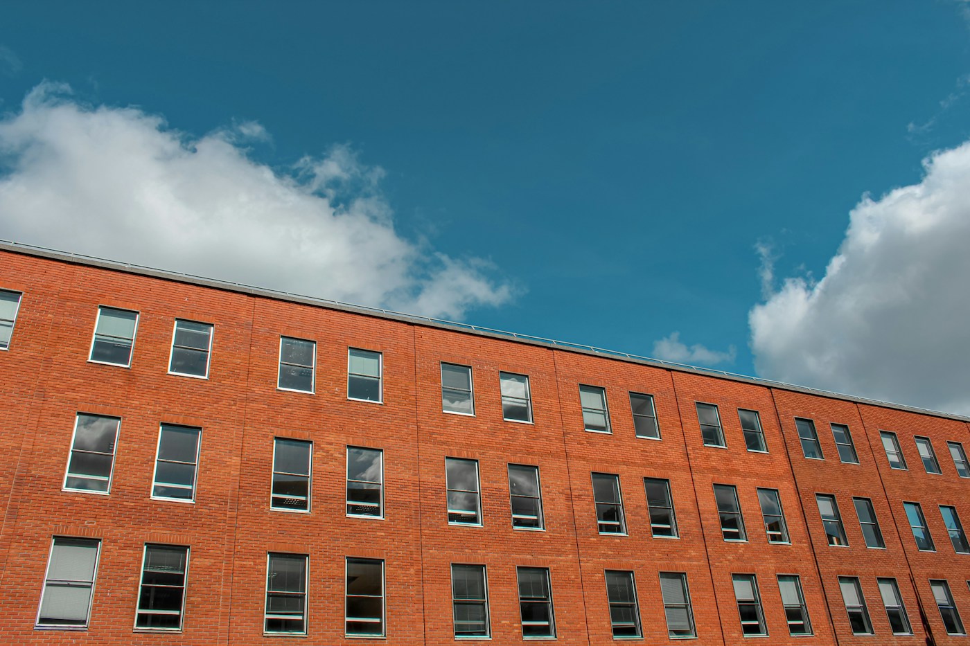 A building with a blue sky